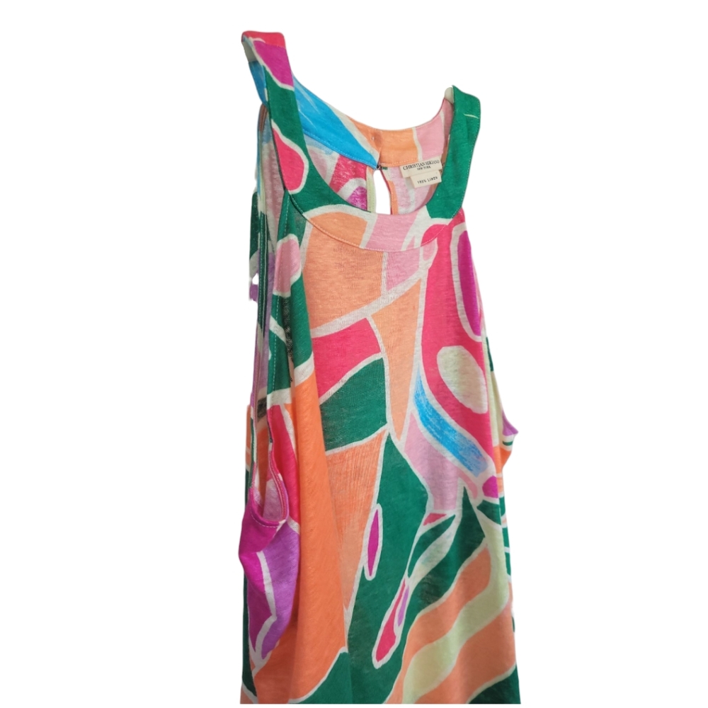 NWT Christian Siriano Linen Sleeveless Tank Top 3X Multicolor Artsy Boho - Picture 8 of 12